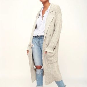 Lulus Cuddle Club Beige Long Sleeve Sweater Coat - Small / NWT